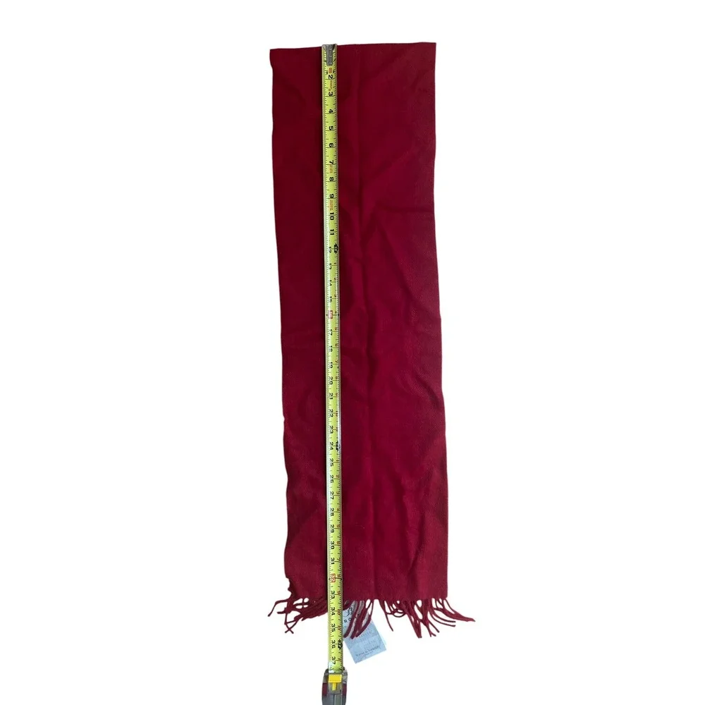Bronte by Moon Red Pure Merino Wool Scarf Made in England Fringed  NWT